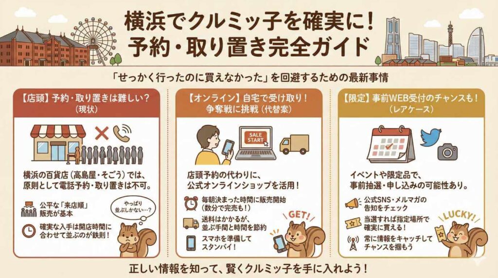 クルミッ子が横浜でどこで買えるか予約や取り置きの方法