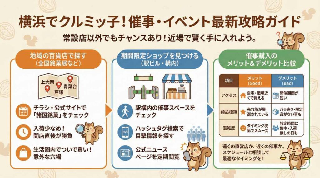 催事イベントでクルミッ子が横浜でどこで買えるか最新情報