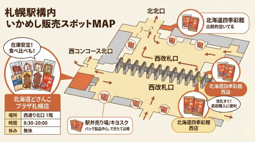 札幌駅の中や構内でいかめしがどこで買える？
