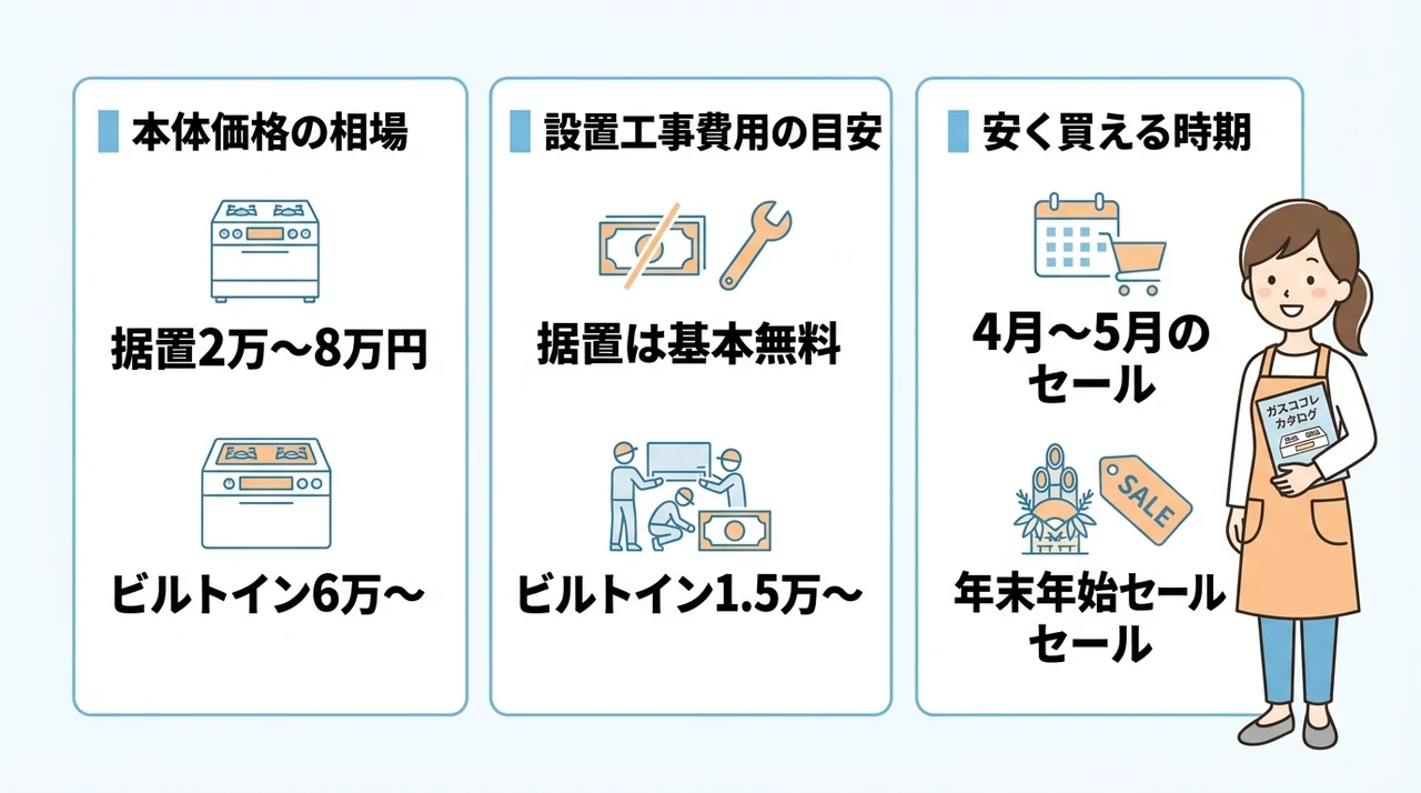 ガスコンロの値段・販売時期・注意点