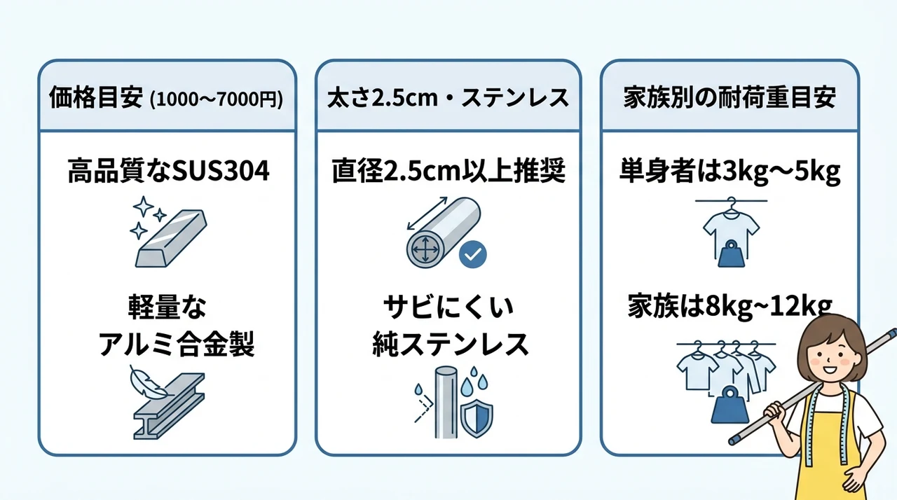 物干し竿の値段・選び方の注意点